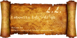 Lebovits Lóránt névjegykártya